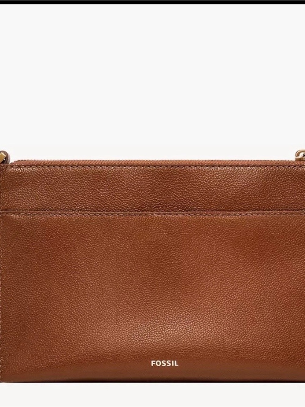 Fossil Brown Pebbled Crossbody Bag Gold Hardware Key Accent Adjustable Strap